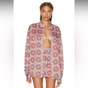 NEW W/TAGS RtA Sierra Silk Shirt Red Azulejos Size Small